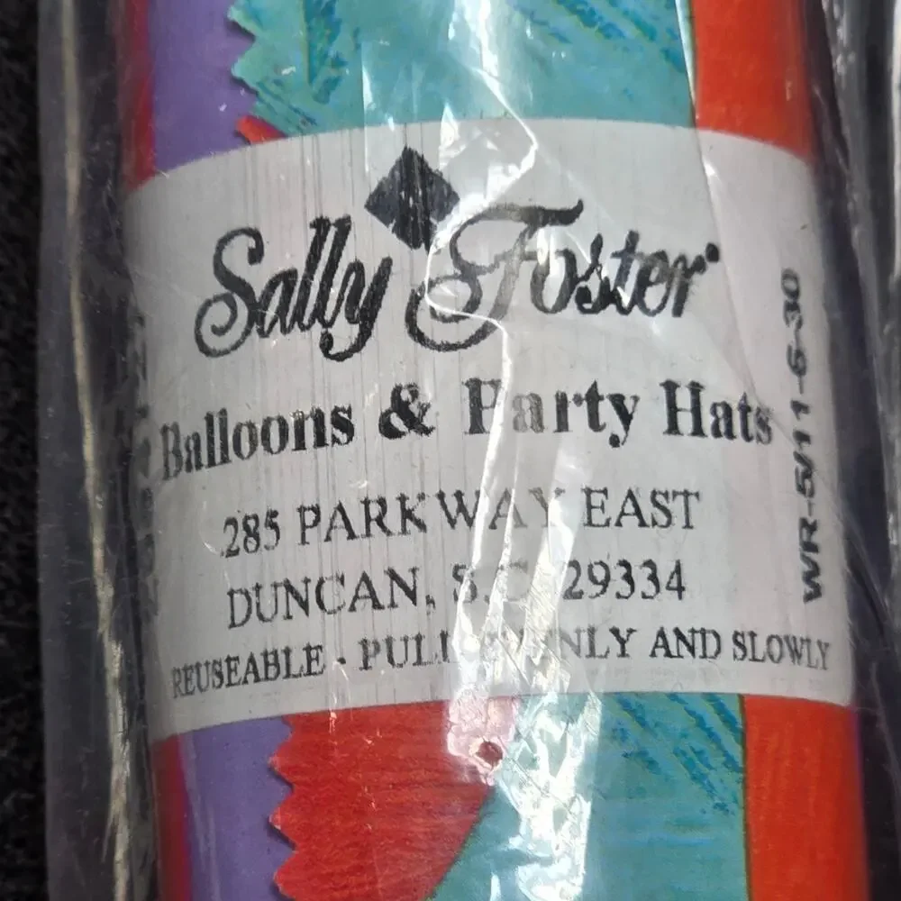 Vintage Sally Foster Balloons & Party Hats Birthday Wrapping Paper